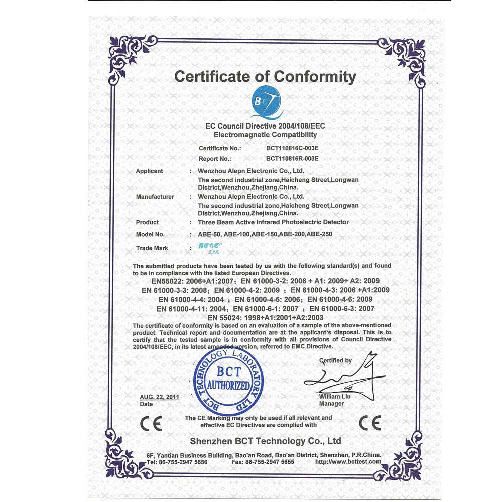 [ Company Certification ] ABE Series CE Certification
